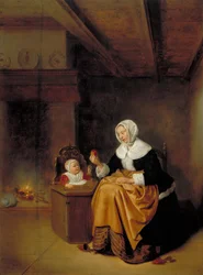 Madre e hijo en un interior, c.1660